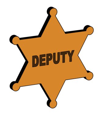 A US wild west sheriff badge with the text deputy in 3D render cartoon style
