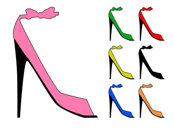 Stiletto High Heel Fashion Shoe Collection White Background — 스톡 벡터
