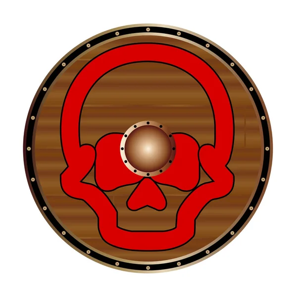 Viking Shield Skull Design Isolated White Background — Stockvector