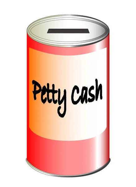 Red Petty Cash Tin Isolated White Background — ストックベクタ