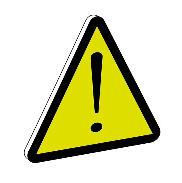 Señal Advertencia Triángulo Amarillo Con Signo Exclamación Sobre Blanco — Vector de stock