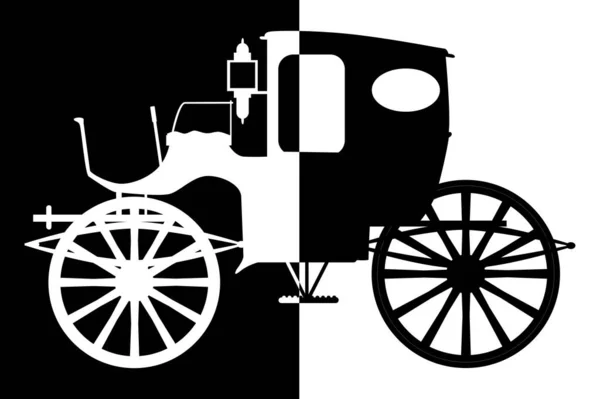 전형적 빅토리아 풍이나 조지아어 양식의 영국식 마차는 흑백으로 나누어 — 스톡 벡터