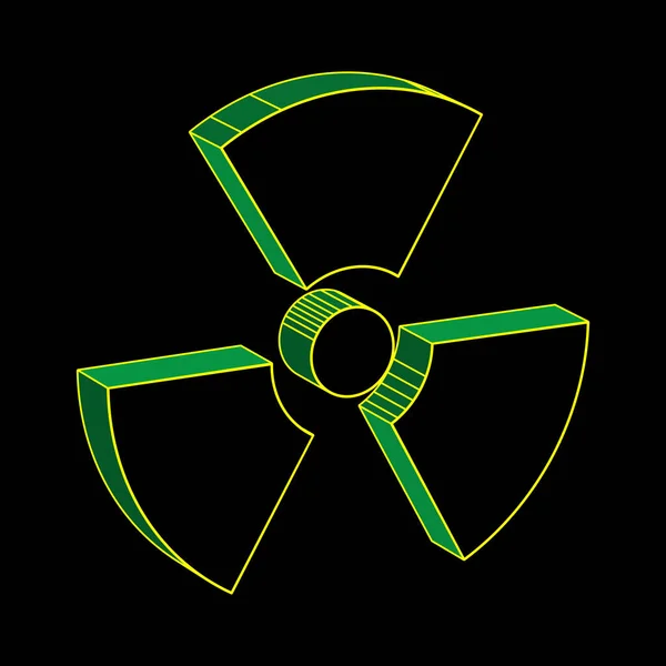 Signo Advertencia Radiación Verde Amarillo Sobre Fondo Negro — Archivo Imágenes Vectoriales