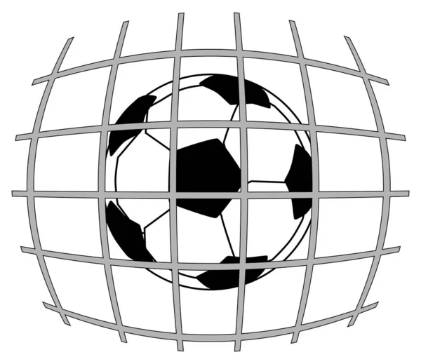 サッカーのネットの裏側にある典型的なサッカーセット — ストックベクタ
