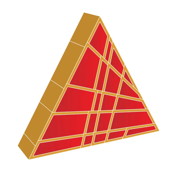 Une Pyramide Rouge Orange Rendu Tranchée Sur Fond Blanc — Image vectorielle