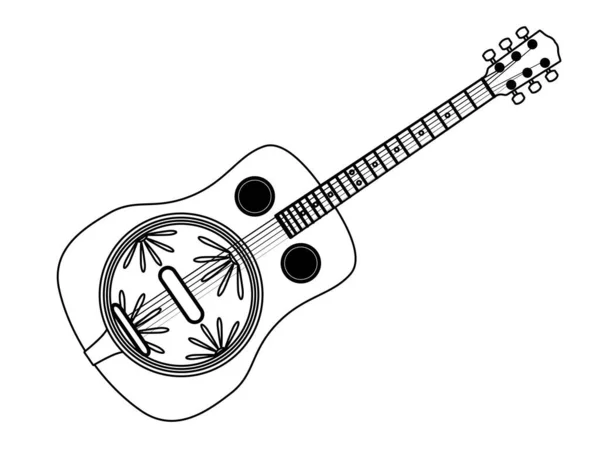 Een Metalen Resonator Gitaar Omtrek Silhouet Gezet Een Witte Achtergrond — Stockvector