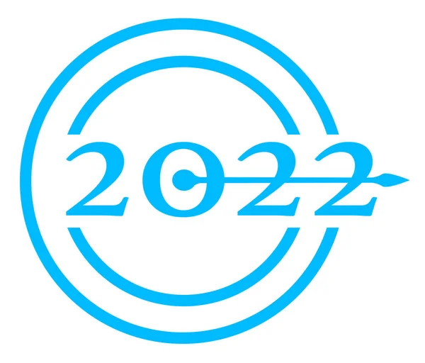 一个抽象的时钟指针指向蓝色2022年日期图标 — 图库矢量图片