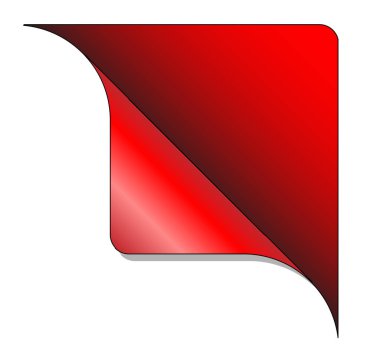 Beyaz arkaplan üzerinde izole edilmiş kırmızı sayfa kıvrım şablonu