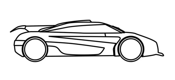 Coche Rápido Silueta Línea Dibujo Aislado Sobre Fondo Blanco — Archivo Imágenes Vectoriales