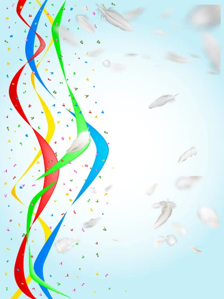 Multi Confetti Streamers Floating Feathers Party Image — стоковое фото
