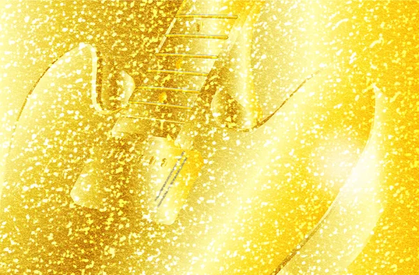 Classic Typical Jazz Blues Guitar Gold Gold Background — Stock Photo, Image