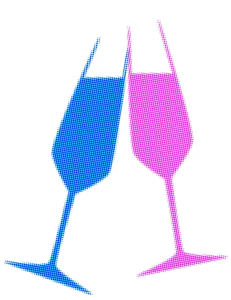Two Charged Champagne Glass Isolated White Background Dots — Stock Photo, Image