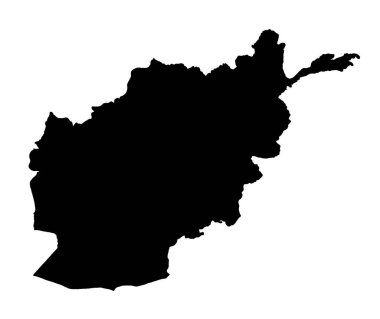 Afganistan 'ın ana hatlarını siyah siluetle çiz