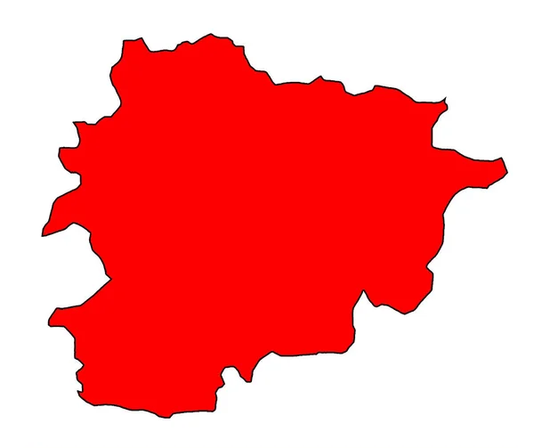 Zarys Sylwetki Mapy Andory Kraju Europejskiego Czerwieni Odizolowanego Białym Tle — Wektor stockowy