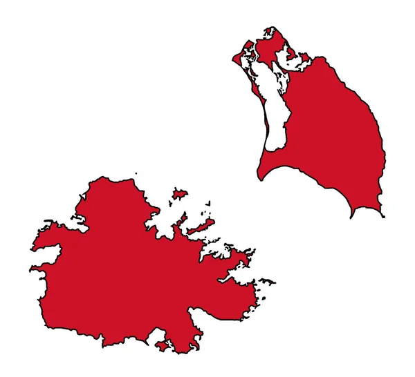 Delinear Mapa Silhueta Das Ilhas Caribenhas Antígua Barbuda Vermelho Isolado —  Vetores de Stock