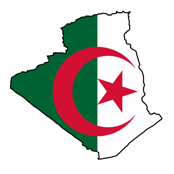 Plan Kraju Ligi Arabskiej Algierii Umieszczoną Flagą Narodową — Wektor stockowy