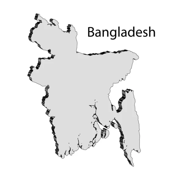 Bangladéš Silueta Mapa Izolované Bílém Pozadí — Stockový vektor