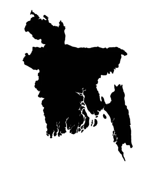 Mapa Silueta Bangladesh Aislado Sobre Fondo Blanco — Vector de stock