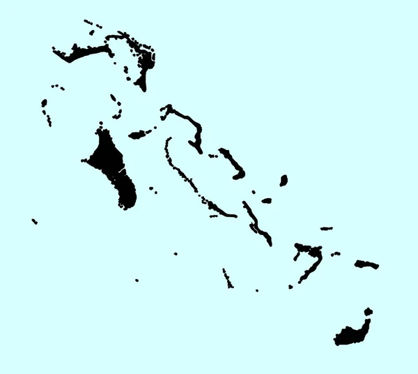 Bahamas Siluett Karta Isolerad Blekblå Bakgrund — Stock vektor