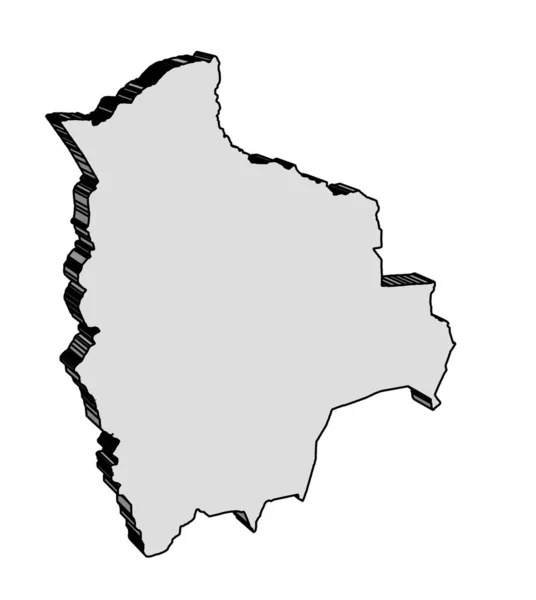Outline Mappa Del Paese Sudamericano Della Bolivia — Vettoriale Stock