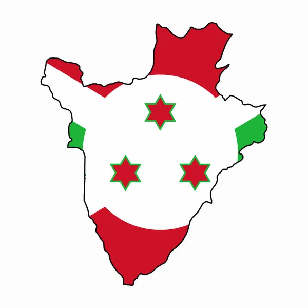 Burundi Umreißt Silhouettenkarte Mit Nationalflagge Vor Weißem Hintergrund — Stockvektor