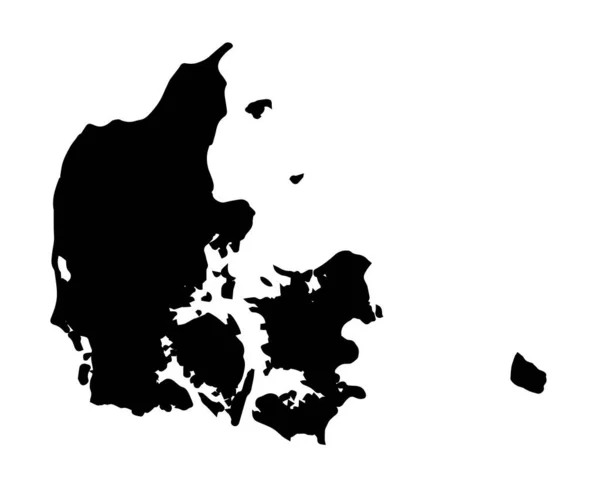 Mapa Silueta Negra Dinamarca Sobre Fondo Blanco — Archivo Imágenes Vectoriales