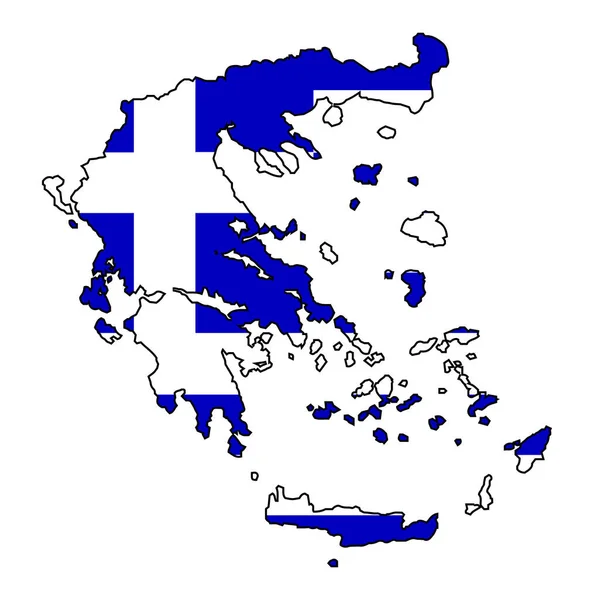 Mappa Sagomata Delle Isole Greche Con Bandiera Nazionale Isolata Sfondo — Vettoriale Stock