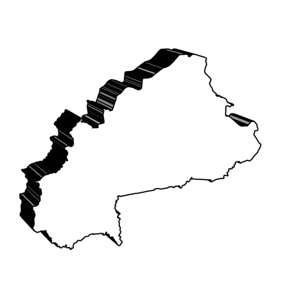 Burkina Faso Contorno Mappa Silhouette Nero Uno Sfondo Bianco — Vettoriale Stock