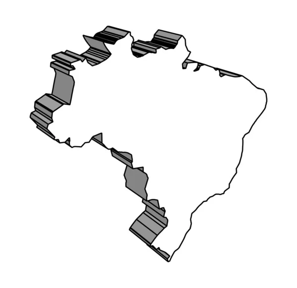 Disposition Siluett Karta Över Sydamerikanska Landet Brasilien — Stock vektor