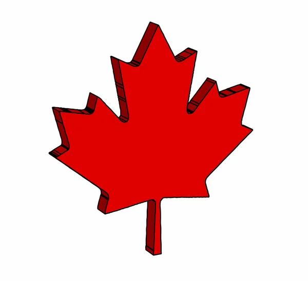 3Dで白い背景にカナダのカエデの葉のアイコン — ストックベクタ