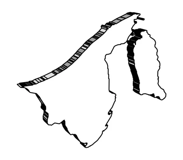 概要白を基調としたブルネイアジア諸国のシルエット3D地図 — ストックベクタ
