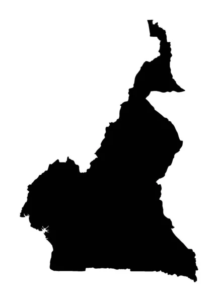 カメルーンの輪郭シルエット地図白を背景に黒 — ストックベクタ