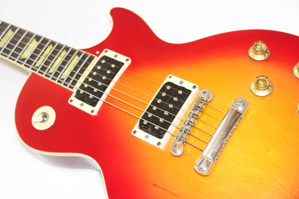 Corpo Guitarra Hard Rock Sólido Típico Sobre Baclground Branco — Fotografia de Stock