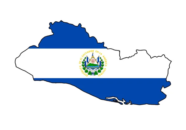 Zarys Czarnej Mapy Sylwetki Południowoamerykańskiego Kraju Salwadoru — Zdjęcie stockowe
