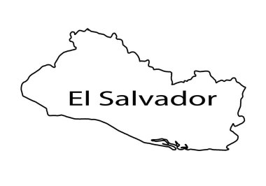 Güney Amerika ülkesi El Salvador 'un siyah siluet haritası.