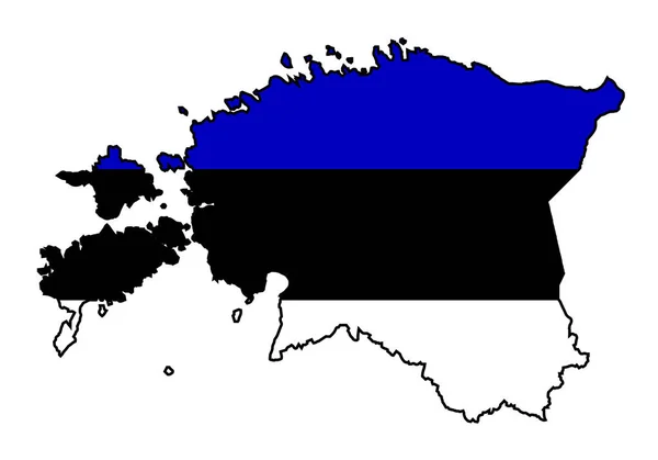 Umrisskarte Von Estland Auf Weißem Hintergrund Mit Der Nationalflagge — Stockvektor