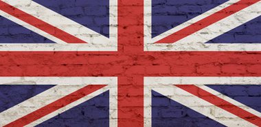 Büyük Britanya 'nın İngiliz bayrağı bir tuğla duvara boyanmış.