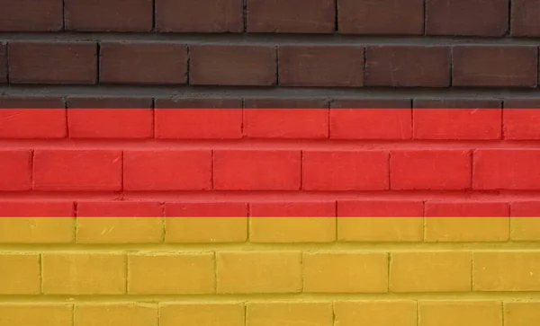 Bandeira Alemanha Preto Vermelho Ouro Pintado Uma Parede Tijolo — Fotografia de Stock