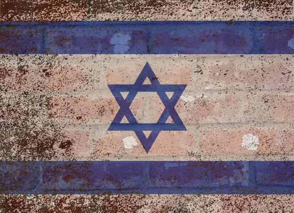 Флаг Израиля Сине Белом Цвете Гранжевым Эффектом Нарисованным Старой Кирпичной — стоковое фото