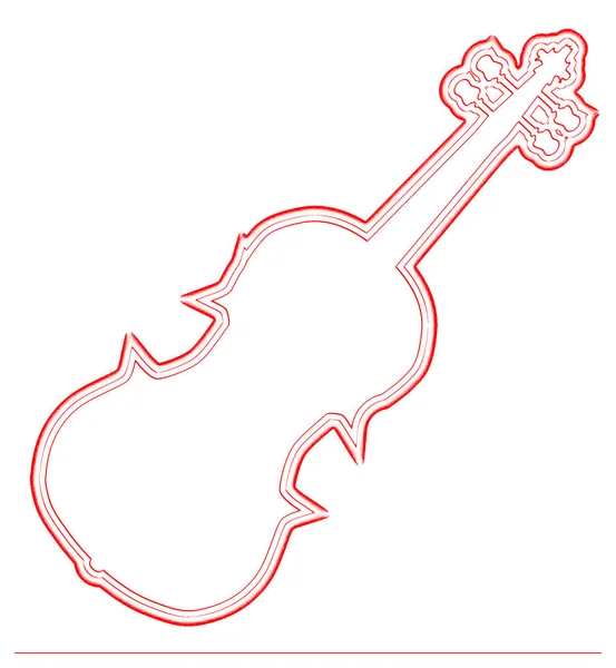 Contorno Violino Jazz Vermelho Isolado Sobre Fundo Branco — Fotografia de Stock