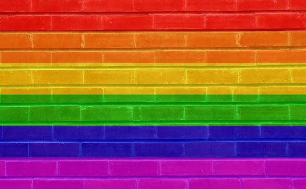 Geleneksel Gökkuşağı Renginde Gay Transeksüel Bayrağı Tuğla Bir Duvardaki Grafiti — Stok fotoğraf