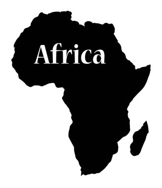 Beyaz bir arkaplan üzerinde silüet halinde Afrika 'nın silueti ana hatları.