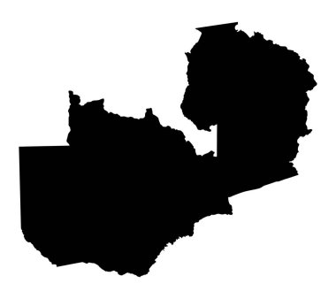 Beyaz bir arkaplan üzerinde silüet halinde Afrika Zambiya haritasının silueti