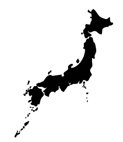 Plan Noir Silhouette Japon Isolé Sur Vitrail Japonais Blanc Levant — Image vectorielle