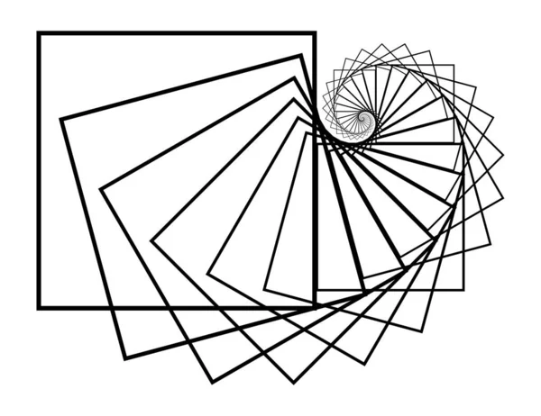 Carré Blanc Avec Bordure Noire Spiralant Isolé Sur Fond Blanc — Image vectorielle