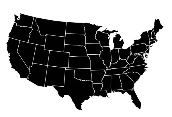 Egyesült Államok Vázlatos Térképe Államok Fehér Hátterű Kavalkádjában Szerepel — Stock Vector