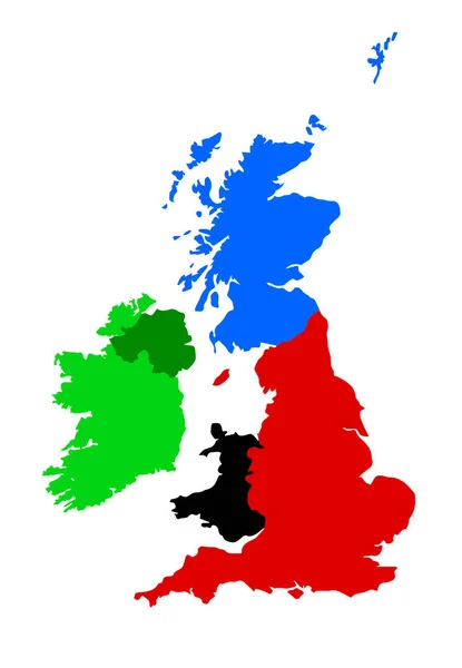 Silhuett Storbritannien Och Eire Över Vit Bakgrund Varje Enskilt Land — Stock vektor