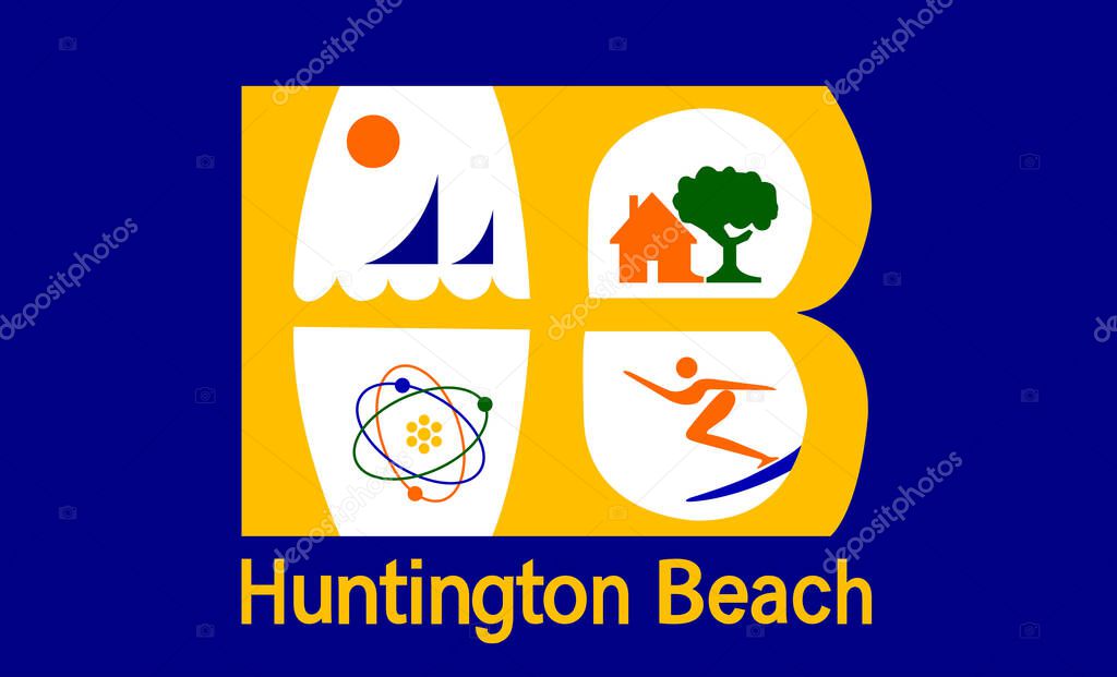 The flag of the city of Huntington Beach California USA