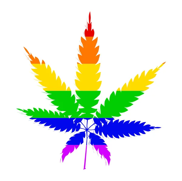 Cannabis Hemp Leaf Motif Set Lgbt Rainbow Flag Colors — Stock Vector