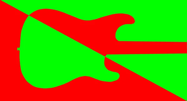 Традиционная Электрогитара Твердого Тела Красном Зеленом Фоне — стоковый вектор